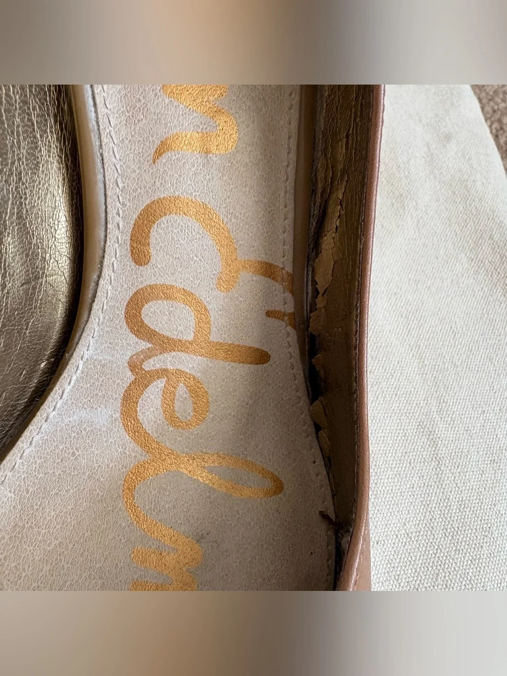Sam Edelman Beige Leather Slip-On Pointed Toe Stiletto Pumps Women US 9 M
